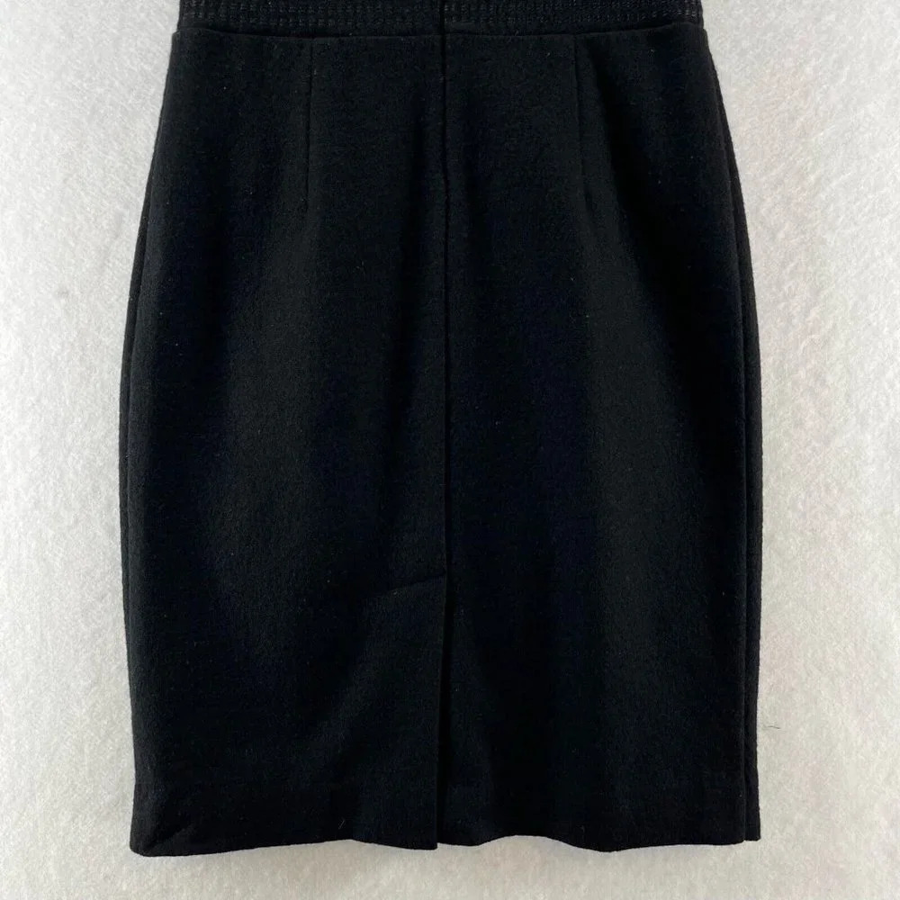 Banana Republic Dress Sz 0P Pure Wool Sheath Mini Scoop Neck Cap Sleeve Black - Picture 6 of 12